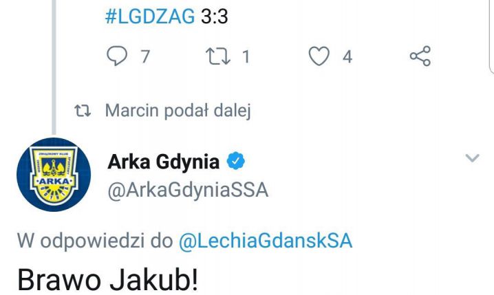 Arka Gdynia komentuje wpis Lechii Gdańsk... :D